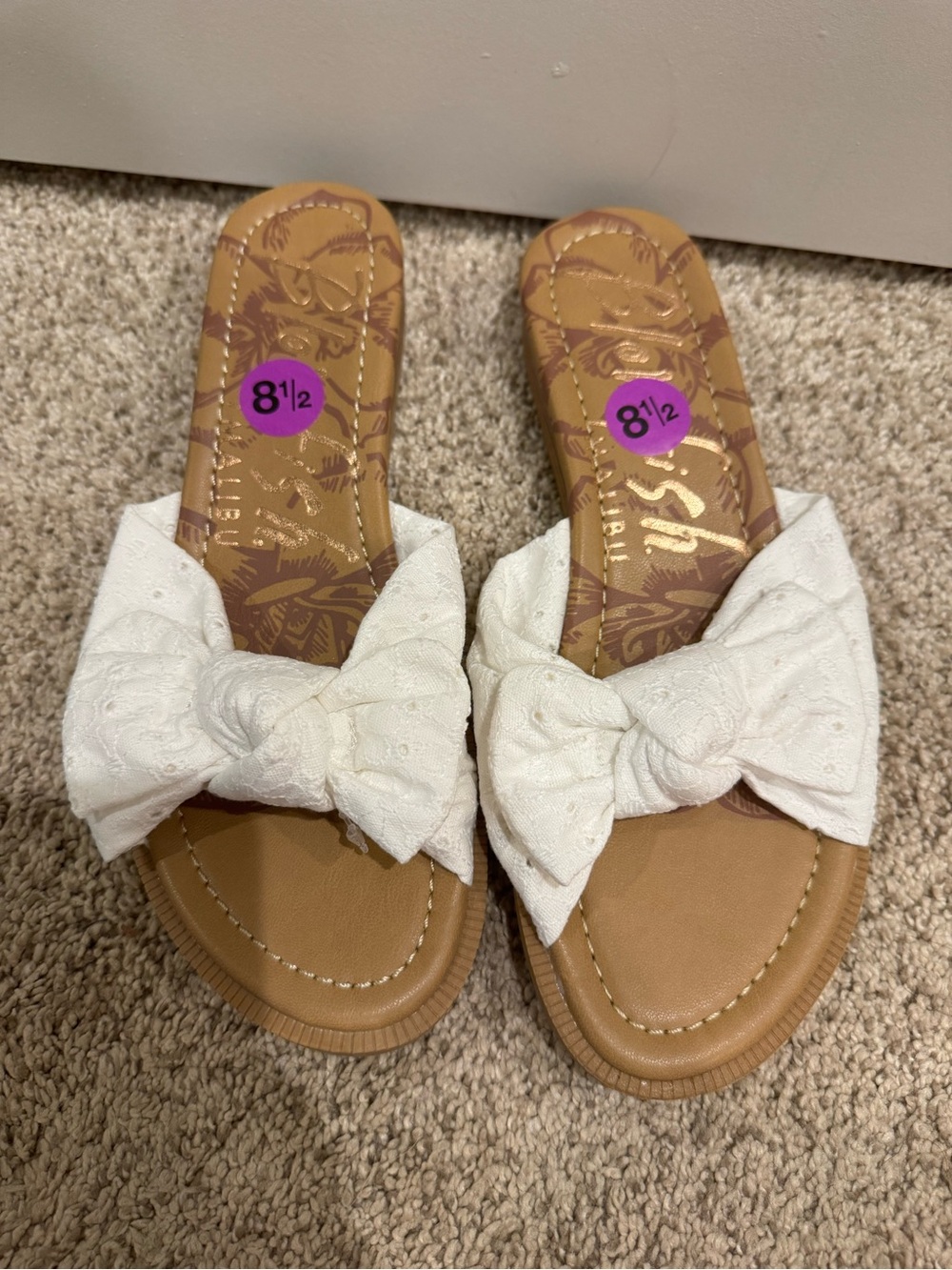 White Knot-Top Slide Sandals for Women